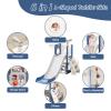 6 in 1 Toddler Playset with Slide, Kids Slide with Basketball Hoop, Ball, Ring Toss, Indoor Outdoor Toys (Blue) view 2