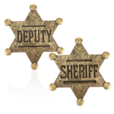 2 Pcs Metal Sheriff Badge Branded Sheriff Deputy Badge Sheriffs Badges Cowboy Party Decoration Police Badges Medallion Pins for School Carnival Prizes Party Bag Gift Fillers