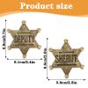 2 Pcs Metal Sheriff Badge Branded Sheriff Deputy Badge Sheriffs Badges Cowboy Party Decoration Police Badges Medallion Pins for School Carnival Prizes Party Bag Gift Fillers view 2