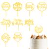 100 Pcs Gold Acrylic Happy Birthday Cake Toppers, Double Sided Party Decorations for Cakes Cupcakes, Adults Events Party Supplies view 1