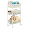 3-Tier Baby Diaper Caddy Cart Organizer,Mobile Nursery Storage Carts with Wheels,With 2 Dividers&14 Mesh Pockets Durable Metal Utility Cart for Nursery, Bedroom, Bathroom, Baby Essentials Organization view 1