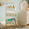 3-Tier Baby Diaper Caddy Cart Organizer,Mobile Nursery Storage Carts with Wheels,With 2 Dividers&14 Mesh Pockets Durable Metal Utility Cart for Nursery, Bedroom, Bathroom, Baby Essentials Organization view 2