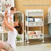 3-Tier Baby Diaper Caddy Cart Organizer,Mobile Nursery Storage Carts with Wheels,With 2 Dividers&14 Mesh Pockets Durable Metal Utility Cart for Nursery, Bedroom, Bathroom, Baby Essentials Organization view 4
