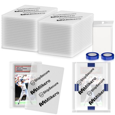 120 Pack Trading Card Shipping Protectors, 4'' x 6'' Plastic Card Protector with Protective Sleeves and Tape Rolls Fit for PSA Graded Cards