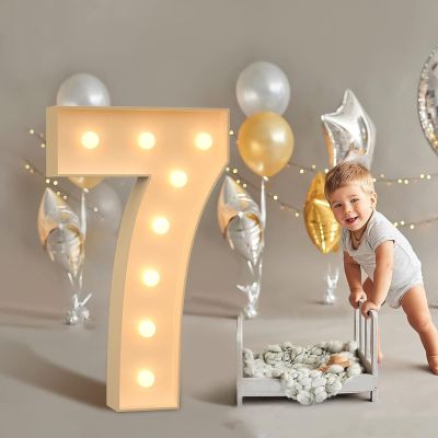 4FT Marquee Light Up Numbers With Warm Lights,White Marquee Number 0-9 For Birthday Party Large Mosaic Frame Letter Cardboard Pre-Cut Foam Board Sign Diy Decorations Anniversary(Number 6,100cm/39inch)