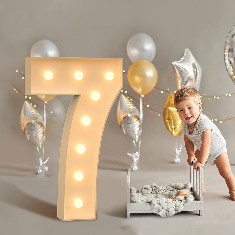 4FT Marquee Light Up Numbers With Warm Lights,White Marquee Number 0-9 For Birthday Party Large Mosaic Frame Letter Cardboard Pre-Cut Foam Board Sign Diy Decorations Anniversary(Number 6,100cm/39inch)