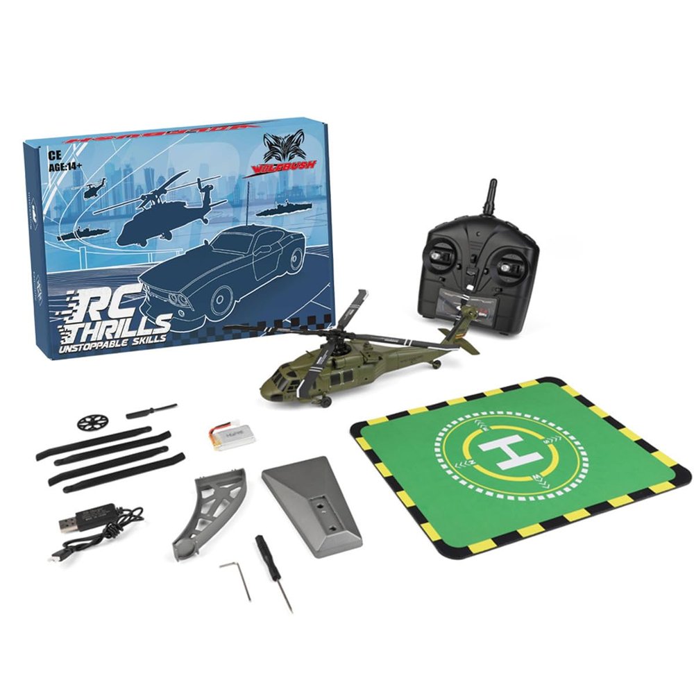 RBLOCTOYNY WL K170 UH-60L Black-Hawk Remote Control Helicopter, 2.4G 4CH 6-Axis Gyro Plane with Altitude Hold, One-Key Takeoff and Landing for Outdoor Flight, Gift for Adult Enthusiasts (RTF)