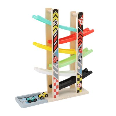 Car Ramp Toys, Race Track with Vehicle Playset, 6-Piece Set with Parking Lot for Kids, Toddlers, and Family Play