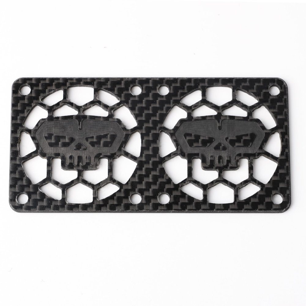 ZRRC Carbon Fiber Dual 40mm RC Cooling Fan Cover for Twin Brushless Motor ESC Heatsink RC Car Boat Truck Fan Guard Shield Shroud Protector (Skull Style)