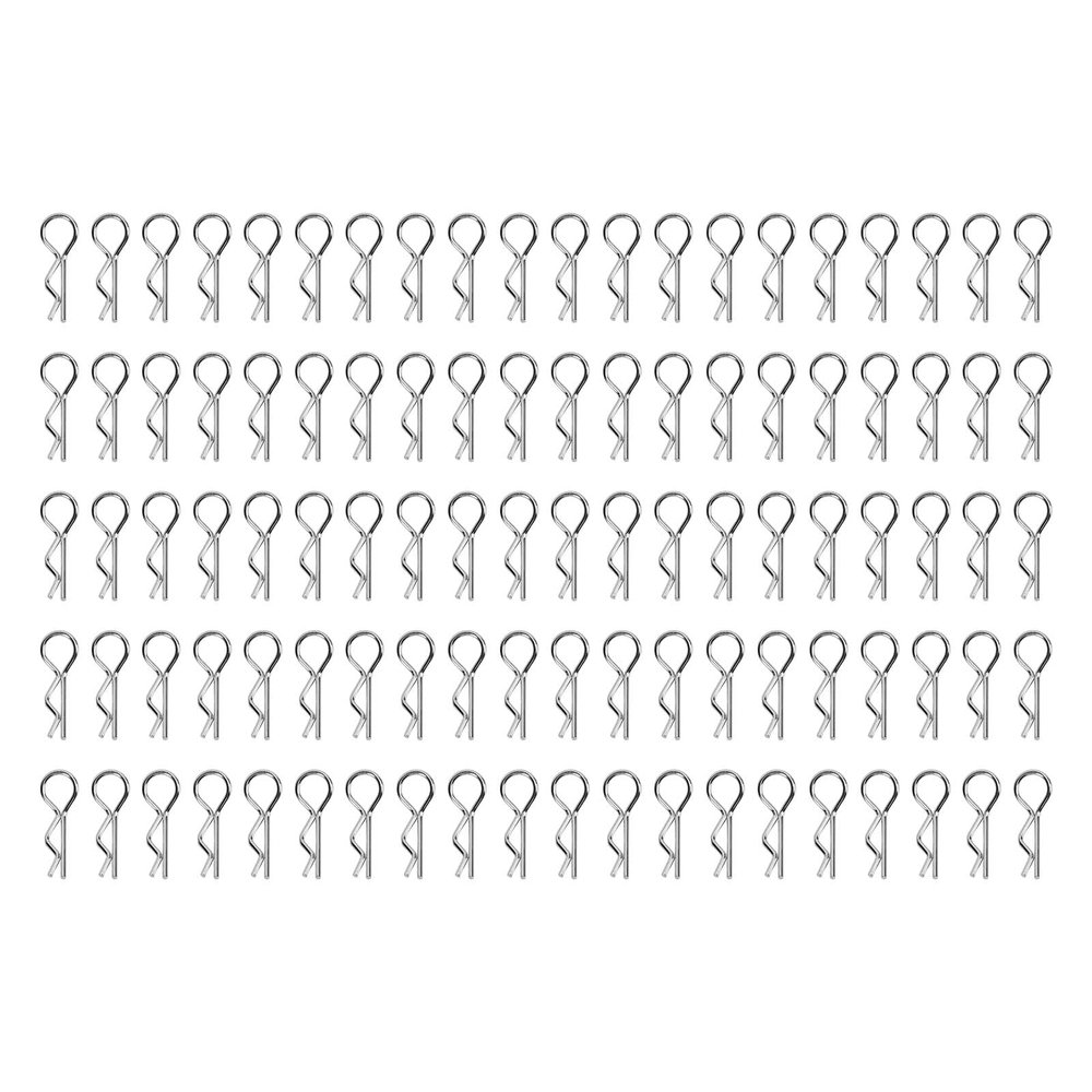 100pcs R Type Body Shell Clips Pin for 1/10 1/12 1/16 RC Car, Metal Body Clips, Bend Design, Easy Install, Durable Iron Material, Wide Applicability