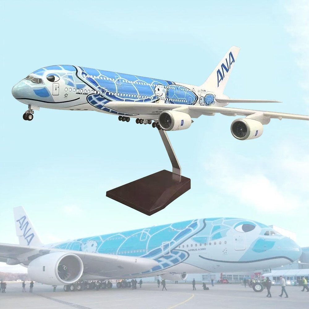 18.1" 1:160 Model Jet Airplane Model ANA A380 Wheel Display Model Plain Resin for Collection or Gift Ornament