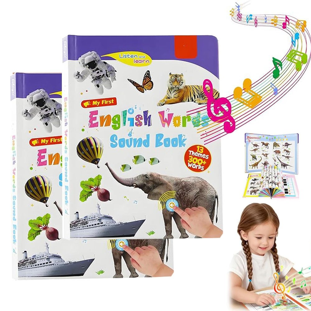 My First English Sound Toy  470+ Words, 21 Themes, Fun Word Game & Bilingual Toys, Juguete Educativ, School Education & Perfect Educational Gift, for Toddler 0-9 Year Old (2pcs,B)