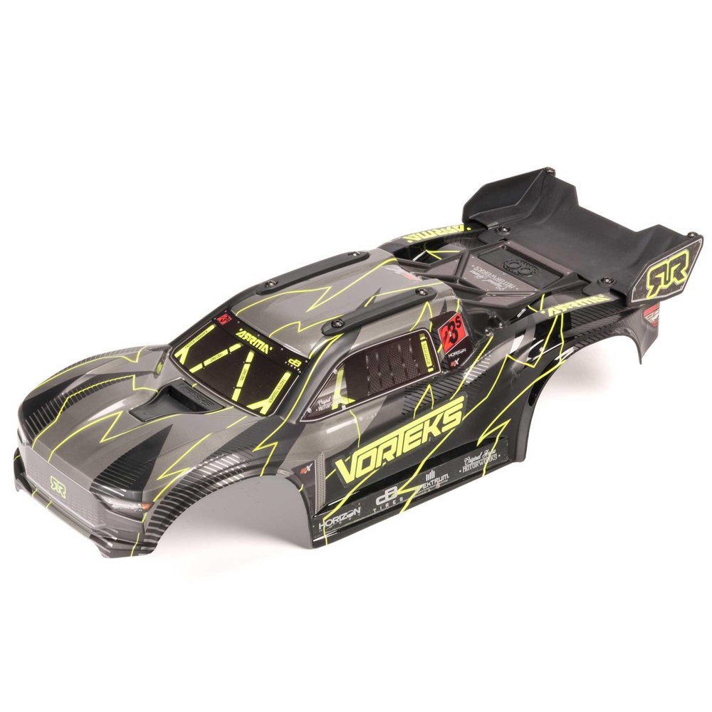 ARRMA VORTEKS 2WD Painted Decaled Trimmed Body Set - Hidden Body Mount (Yellow/Black), ARA-2578