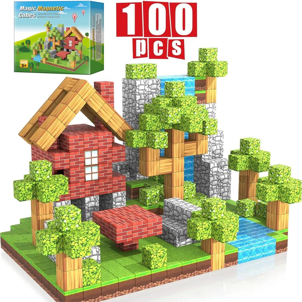 ASTRALUNASENTRY Magnetic blocks-100pcs,Building Cube,Size 0.8 inches/2cm, Constructions Toys for Boys & Girls Age 3-4, 5 6 7 8 9 10
