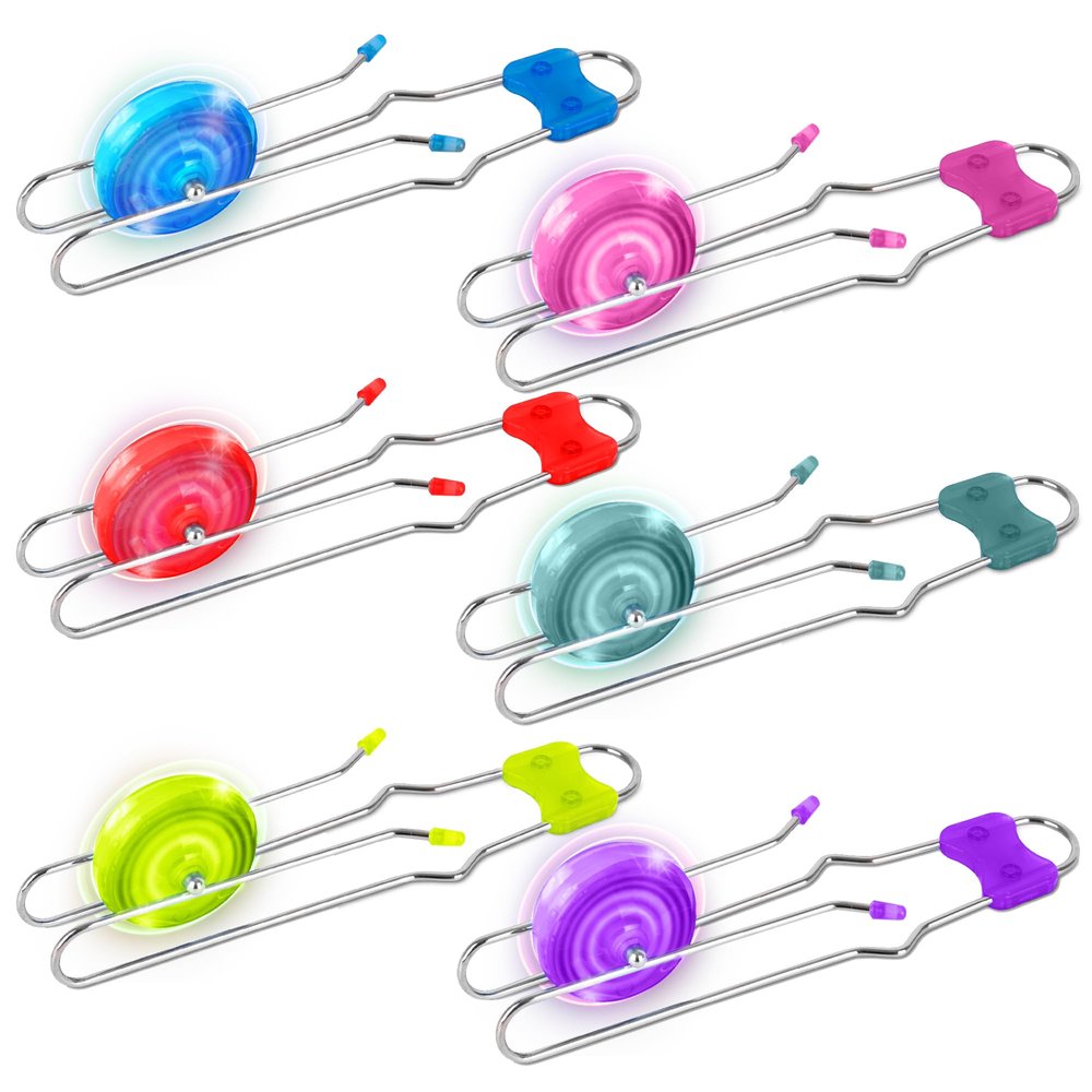 ArtCreativity Retro Light Up Gyro Wheels Set for Kids- Includes 6, 8.5 Inch Rail Twisters, Mesmerizing Spinning and Lighting Effects Design- Top Fun Gift for Boys and Girls