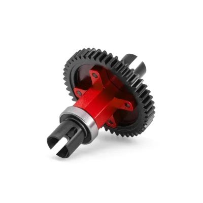 46T Spur Gear Assembled Center Diff Straight Shaft -W195 for RC 1/8 4WD for Tra-xxas for SLE-dge RC Car Upgrade Parts(Red)