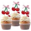 24 Pack Cherry Cupcake Toppers, Glitter Sweet Cherry Cupcake Pick for Fruits Theme Baby Shower and Birthday Decorations Supplies view 1