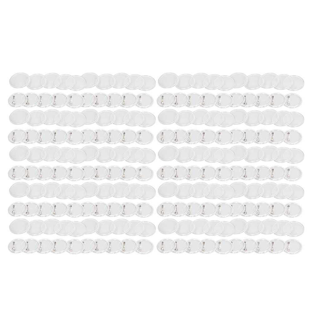 100 Sets 1.7In Clear Acrylic Button Badges for DIY Crafts and School Projects, Easy to Assemble, Reusable and Wear