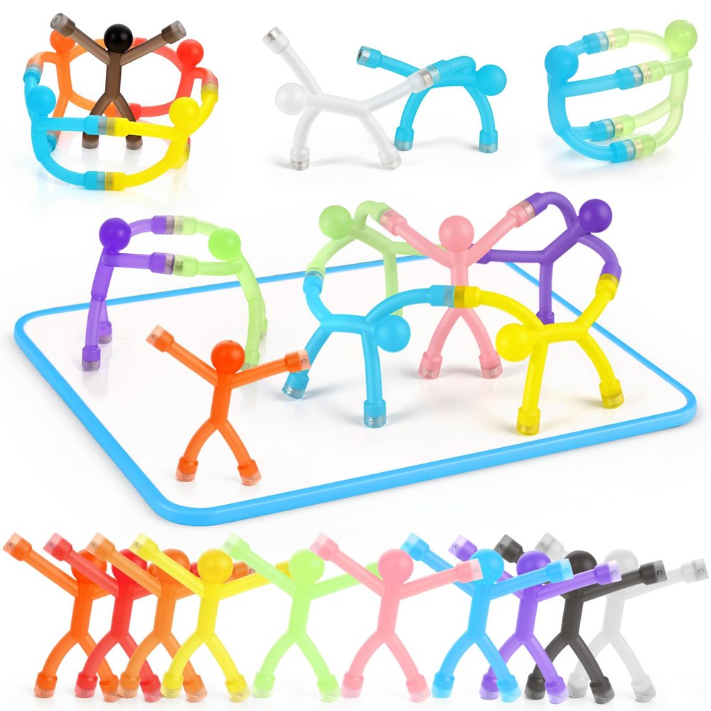 3 otters 24PCS Magnetic People, Magnet Men with White Board Fridge Magnets Sensory Fidget Toys for Classroom Prize Goodie Bag Stuffers