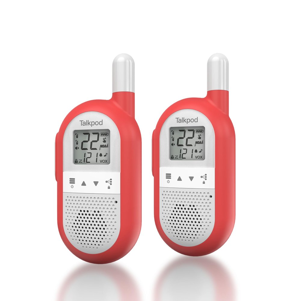 Talkpod F40 Walkie Talkies Rechargeable for Kids Adults Long Range, Family 2 Way Radios 22 Channels for Hiking, Camping, Walky Talky with VOX, Backlit LCD Screen, 2 Pack (Red)