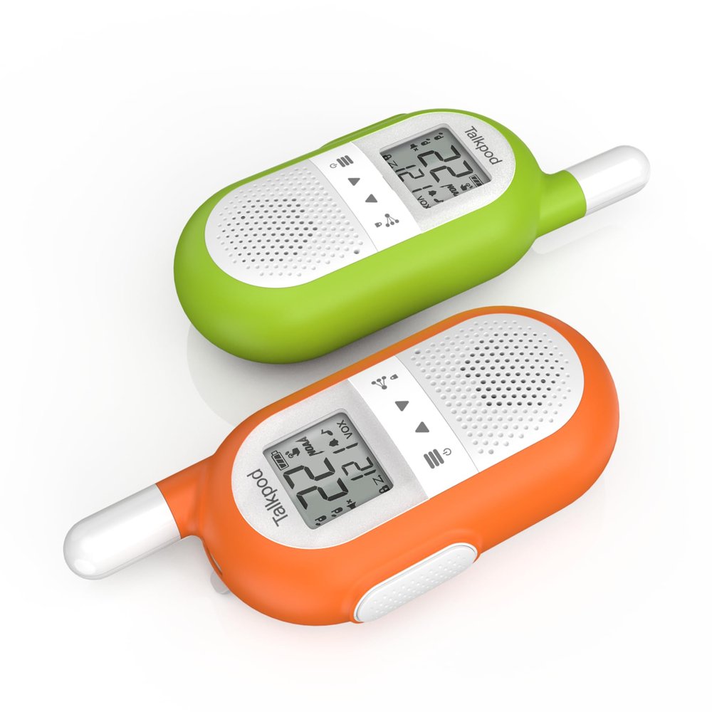 Talkpod F40 Rechargeable Walkie Talkies for Adults, 22 Channels, Long Range Walky Talky for Family Games Hiking, Skiing and Camping, 2 Pack (Green+Orange)