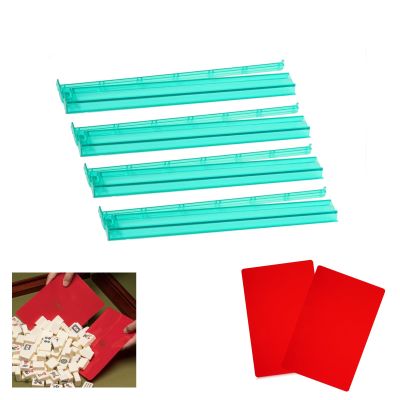 BaoBaJiu Mahjong Racks with Tile Mixer Shuffler- Mahjong Racks with Pushers 3 in 1 Functional Design- Acrylic Material- Suitable for Parties(Green,Red)
