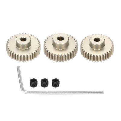 Rebower 3Pcs 48P Pinion Gear Set 32T 33T 34T for 3.175 mm Shaft Aluminium Alloy Pinion Gear with Screws and Hexagonal Wrench for RC Motor