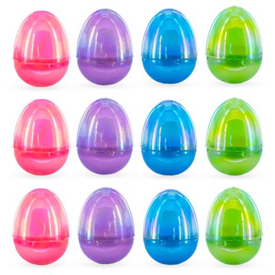 BestPysanky Set of 12 Iridescent Multicolored Plastic Easter Eggs