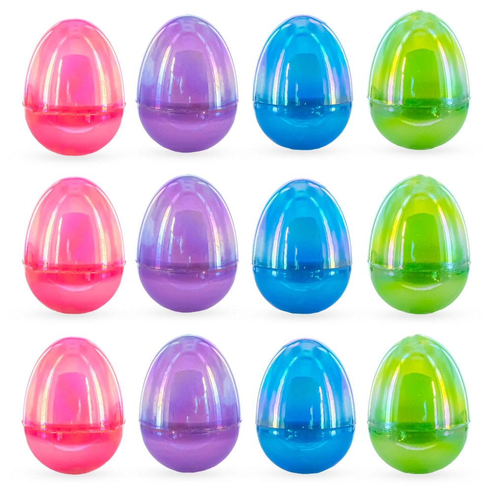 BestPysanky Set of 12 Iridescent Multicolored Plastic Easter Eggs