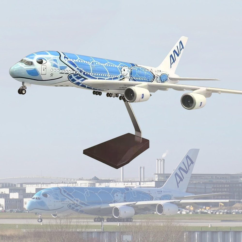 18.1" 1:160 Model Jet Airplane Model ANA A380 Wheel Display Model Plain Resin for Collection or Gift Ornament