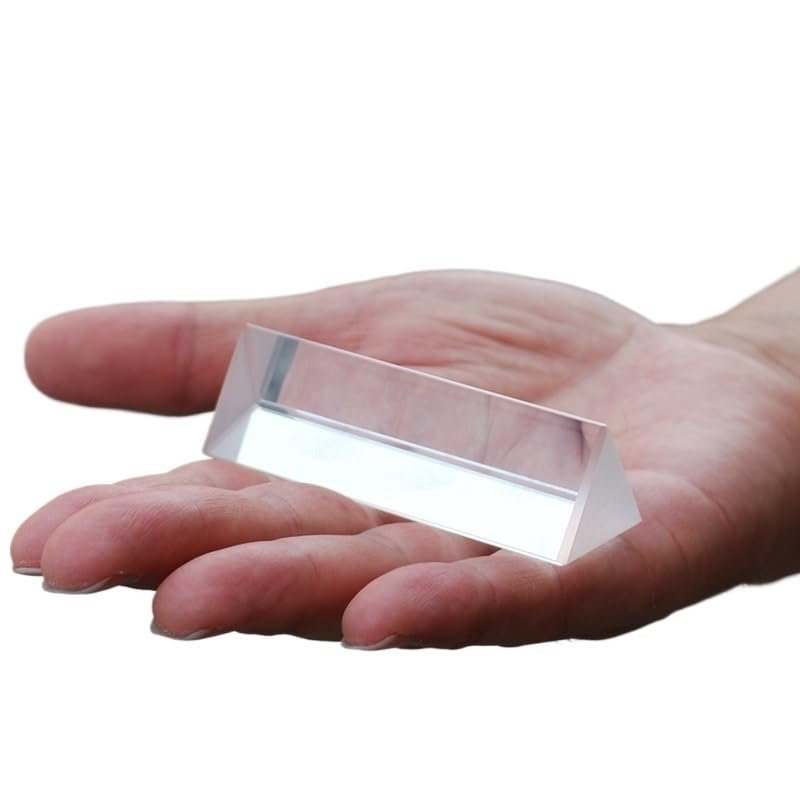 1pc 25x25x80mm Triangular Prism BK7 Optical Prisms Glass Physics Teaching Refracted Light Spectrum Rainbow Children Students Present