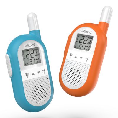 Talkpod F40 Family Walkie Talkies for Adults Kids, Christmas Toy Birthday Gift, 22 Channels 2Pack Rechargeable Long Range Walky Talky for Games Hiking Skiing Camping(Blue+Orange)