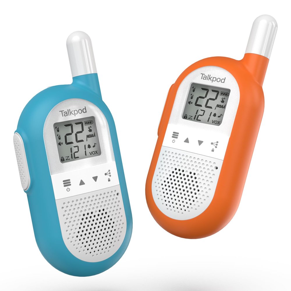 Talkpod F40 Family Walkie Talkies for Adults Kids, Christmas Toy Birthday Gift, 22 Channels 2Pack Rechargeable Long Range Walky Talky for Games Hiking Skiing Camping(Blue+Orange)