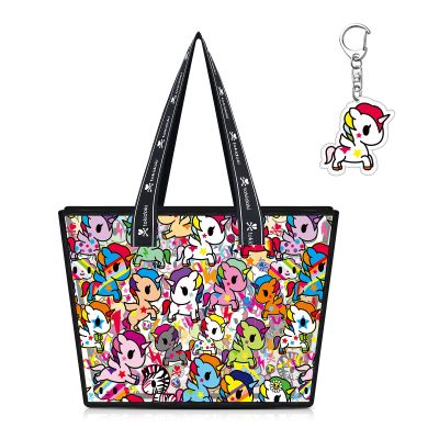 Tokidoki Clear Tote Bag with Unicorno Keychain Waterproof Transparent Beach Bag Purse Small Clear Shoulder Bag Handbag for Women Sports Events Concerts Work Beach (TMBAG-Colorful)