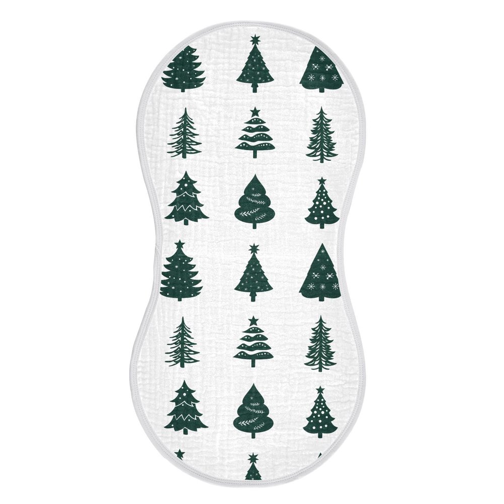 PaChyLuu Baby Burp Cloths, Soft Absorbent Burping Cloths for Babies, Cotton Milk Spit Up Rags, Large Size for Newborns, Baby Boys and Girls (Xmas Trees Set)