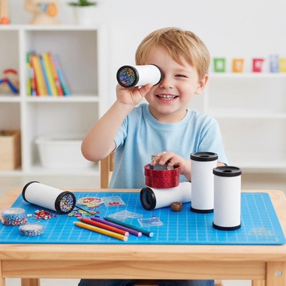 Dranvosk 10 Sets DIY Kaleidoscope Kit for Kids - Blank Classic Kaleidoscope Making Kit, Creative Preschool Science Toy for Children, Halloween Goodie Bag Supplies