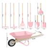 Qtioucp Kids Wheelbarrow Set with Gardening Tools Outdoor Backyard Garden Play for Toddlers Boys Girls 3-8, with Shovel, Rake, Leaf Rake, Easter Birthday Gifts (Pink Garden Set) view 2