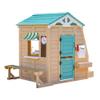 Teamson Kids Agnes Wooden Playhouse with Garden Window, Fixed Bench & Flower Boxes, Tan view 1