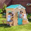 Teamson Kids Agnes Wooden Playhouse with Garden Window, Fixed Bench & Flower Boxes, Tan view 2