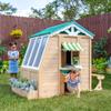 Teamson Kids Agnes Wooden Playhouse with Garden Window, Fixed Bench & Flower Boxes, Tan view 3