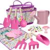 Kids Gardening Set 14Pcs Gardening Tools for Kids with Tote Bag,Watering Can, Shovel, Apron, Garden Book and More Educational STEM Learning Outdoor for Toddlers Boys Girls (Mermaid Rose Red) view 1