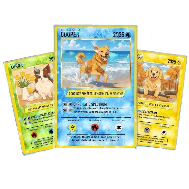 Custom Pet Poke Trading Card - Personalized Animal Art Gift for Pet Lovers, Keepsake for Dogs, Custom Photo Anime Card