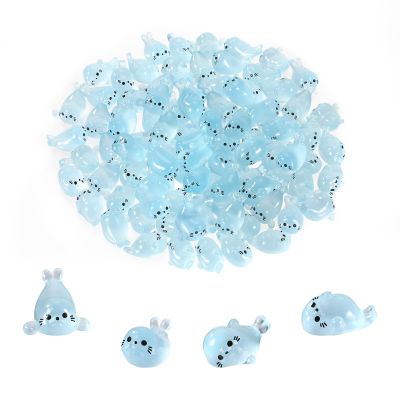 100pcs Mini Resin Seal, Luminous Tiny Sea Creatures Little Cute Small Resin Ocean Ornaments Miniature Sea Animals Mini Seals for Decoration