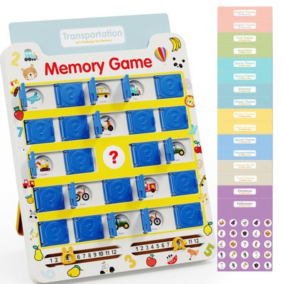 Matching Memory Game for Kids Age 3 4 5 6 7 8 9 Year Old, Travel Toys for Boys Girls 8 Double-Sided Cards Board Games Road Trip Essentials Airplane Car Camping Activity Ideal Christmas Birthday Gifts