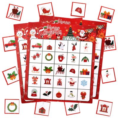 Christmas Bingo Game Cards for Kids, 24 Players Christmas Bingo Cards, Christmas's Games for Kids Adults Gifts Family Large Group Activities Xmas Holiday School Classroom Indoor Party Games Supplies