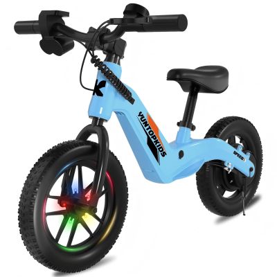 YunTopKids 24v Electric Balance Bike for Kids Ages 3-5 with Fast Charger,Alloy Frame,3 Speeds,Start-Up Protection Design,Adjustable Seat,180w Toddler Balance Electric Bicycle for Boys (Blue)