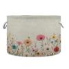 Emelivor Round Canvas Storage Basket - Poppy Flowers Beige Round Storage Basket Closet Storage Bin for Nursery Laundry Hamper Clothes Bedroom Office view 1
