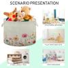 Emelivor Round Canvas Storage Basket - Poppy Flowers Beige Round Storage Basket Closet Storage Bin for Nursery Laundry Hamper Clothes Bedroom Office view 4