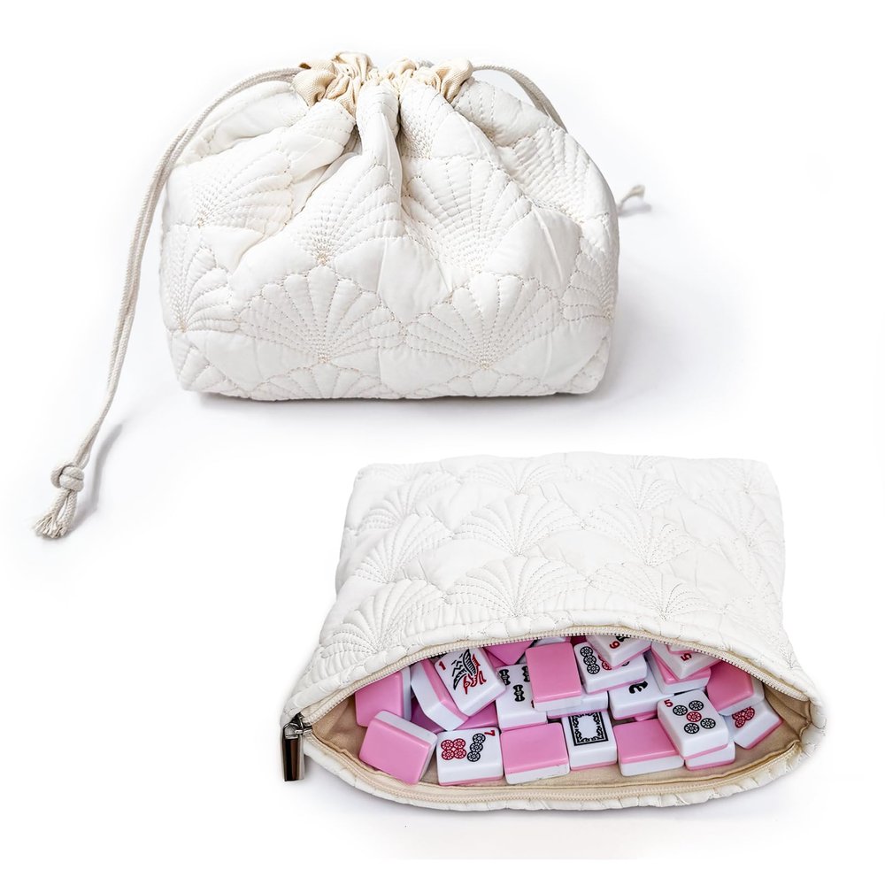 Gberlczz 2Pack Mahjong Tile Bag, Quilted Mahjong Bags for Tiles & Cards, Mahjong Carrying Bag for 166 1.18" Travel
