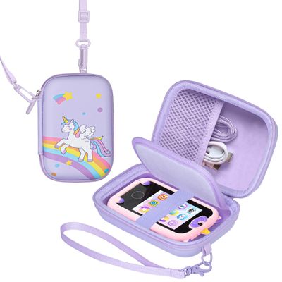 Leayjeen Kids Carr Case Compatible with Kikapabi/Joozfee/Prysyedawn 2.8-inch Touch Screen Childs Smartphone for 3-10 Years Old Girl Toy Cell Phone-Purple Unicorn(Case Only)
